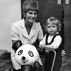 Mrs Margaret Headridge, wife of Jimmy, with their son Gary. 3rd October 1974