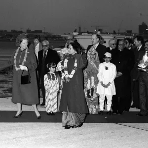 Mrs Margaret Thatcher at London Airport March 1982 With Mrs. Gandhi Mrs Margaret Thatcher at London Airport March 1982 With Mrs. Gandhi