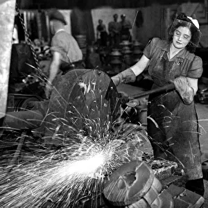 Mrs Violet Nixon works in a Yorkshire Foundry metal industry September 1947