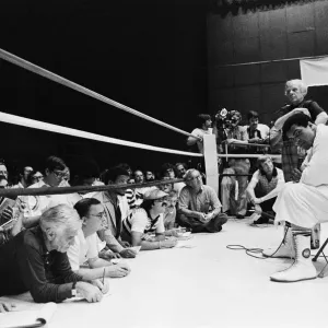 Muhammad Ali addressing fans at his training camp in Deer Lake Muhammad Ali addressing fans at his training camp in Deer Lake
