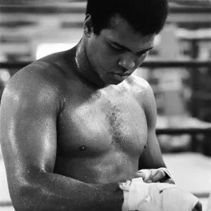 Muhammad Ali (Cassius Clay) training at his Pennsylvanian mountain retreat for his fight