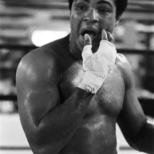Muhammad Ali (Cassius Clay) training at his Pennsylvanian mountain retreat for his fight