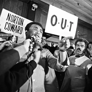 Muhammad Ali and his entourage try to wind up Ken Norton ahead of their third fight in