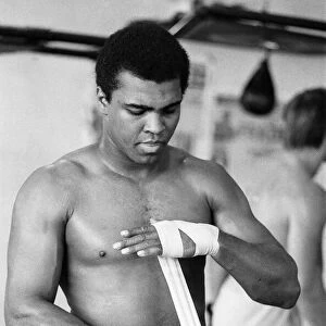 Muhammad Ali in the gym ahead of his clash with Smoking Joe Frazier to be held at