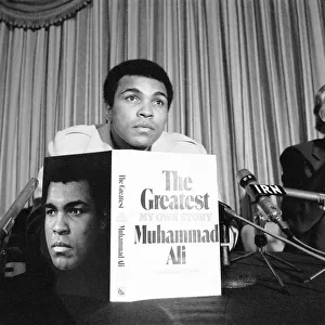 Muhammad Ali holding a press conference to publicise his book "