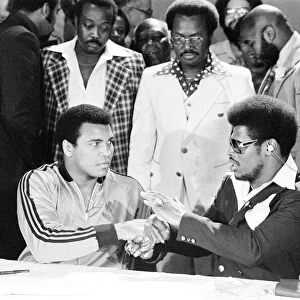 Muhammad Ali and Leon Spinks ahead of the second fight to be held at the Superdome in