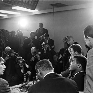 Muhammad Ali at a press conference ahead of his rematch with Henry Cooper on 21st May