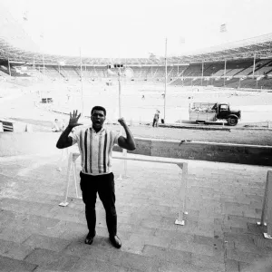 Muhammad Ali seen here at Wembley looking at the preparations for his defence of his Muhammad Ali seen here at Wembley looking at the preparations for his defence of his