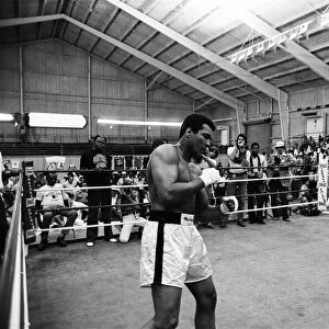 Muhammad Ali training ahead of his upcoming fight against Larry Holmes
