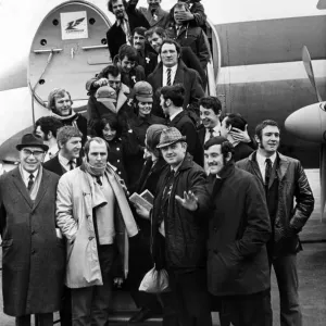 Murrayfield here we come. The Wales team and officials board their aircraft at Glamorgan Murrayfield here we come. The Wales team and officials board their aircraft at Glamorgan