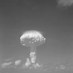 A mushroom cloud rises over the Pacific moments after the detonation of Britain A mushroom cloud rises over the Pacific moments after the detonation of Britain