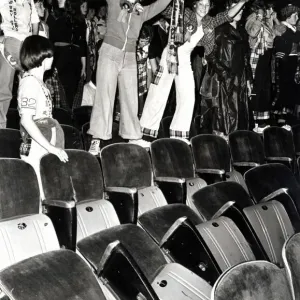 Music - Pop - Bay City Rollers - Loyal fans cheer the band behind some of the broken Music - Pop - Bay City Rollers - Loyal fans cheer the band behind some of the broken