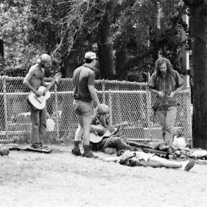 Musicians jamming in the park, New York, USA, June 1984 Musicians jamming in the park, New York, USA, June 1984