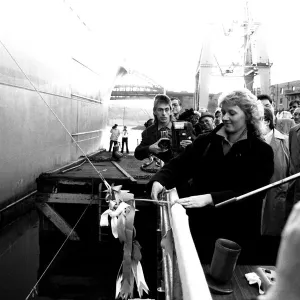 The naming ceremony of the merchant ship Dietrich Oldendorff at the North Sands yard of