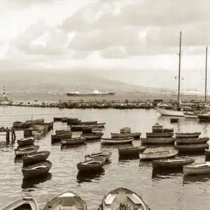 Naples Italy - Boats docked in the harbour. Circa 1960 Naples Italy - Boats docked in the harbour. Circa 1960