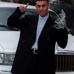Naseem Hamed Boxing October 98 WBO Featherweight champion standing next to white Naseem Hamed Boxing October 98 WBO Featherweight champion standing next to white