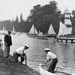 Naval Cadets learning seamanship at the Nautical College, Pangbourne, Berkshire