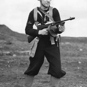 Naval ratings undergoing training with Tommy guns for the first time. 29th November 1940