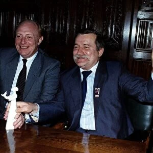 Neil Kinnock former leader of the Labour Party with Lech Walesa from Poland