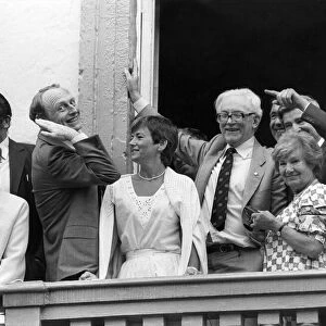 Neil Kinnock with Michael foot at Durham miners gala. July 1983 P031982 *** Local Caption