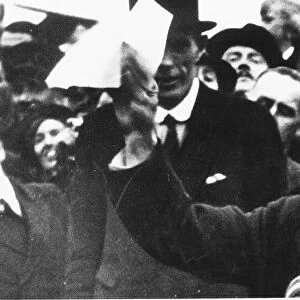 Neville Chamberlain former prime minster with his famous bit of paper that guaranteed