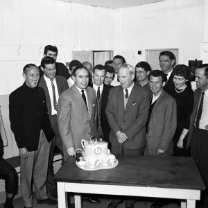 New England manager Alf Ramsey is presented with an electric tea maker as he is given a New England manager Alf Ramsey is presented with an electric tea maker as he is given a