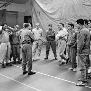 New England manager Alf Ramsey talks to his squad of players at the RAF Arena in Stanmore New England manager Alf Ramsey talks to his squad of players at the RAF Arena in Stanmore