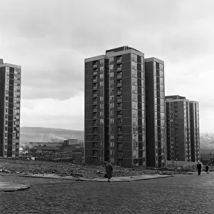 New flats and old buildings side by side in Newcastle upon Tyne. 30th April 1964