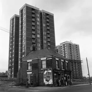 Newcastle High-Rise Flats and Demolished Buildings Print, 1964