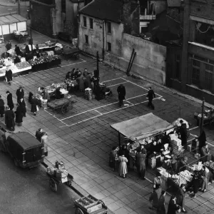 New market site in nearby Mill Lane, Cardiff, Wales, Saturday 2nd July 1955 New market site in nearby Mill Lane, Cardiff, Wales, Saturday 2nd July 1955