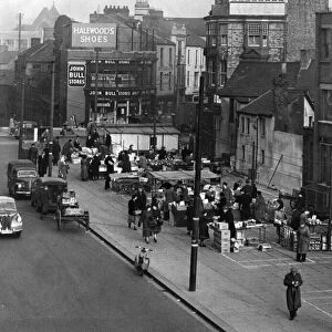 New market site in nearby Mill Lane, Cardiff, Wales, Saturday 2nd July 1955