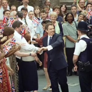 New Prime Minister Tony Blair outside 10 Downing Street after the Labour Party had won New Prime Minister Tony Blair outside 10 Downing Street after the Labour Party had won