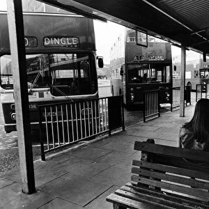 New Strand bus depot, Bootle. 30th September 1976