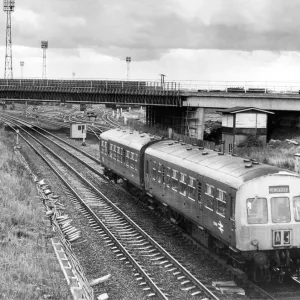 The new Western Way road bridge crossing the main London to Newcastle railway at North of The new Western Way road bridge crossing the main London to Newcastle railway at North of