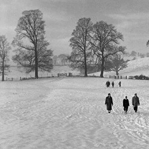 A new year eve walk in Stoke Park, Bristol carpeted in snow. 31st December 1961