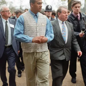 New Zealand rugby player Jonah Lomu visiting Rugby. 24th November 1995 New Zealand rugby player Jonah Lomu visiting Rugby. 24th November 1995