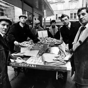 Newcastle barrow boys with their licences for legal trading in the city centre on 26th