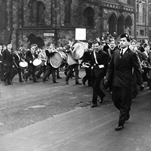 Newcastle branch of the Boys Brigade march from Westmorland Road Presbyterian Church for