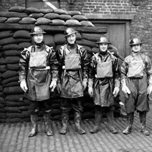 Newcastle Chronicle and Journal staff wearing gas masks as part of air raid precautions