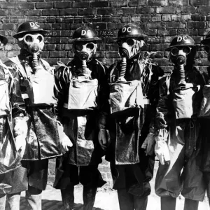 Newcastle Chronicle and Journal staff wearing gas masks as part of air raid precautions Newcastle Chronicle and Journal staff wearing gas masks as part of air raid precautions