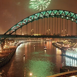 Newcastle fireworks on New Years Eve. 31st December 1998