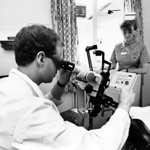 Newcastle General Hospital. Medical Physics Technician Philip Oliver checks a Coherent XA Newcastle General Hospital. Medical Physics Technician Philip Oliver checks a Coherent XA