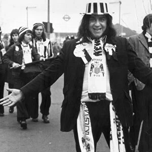 Newcastle United football fan at Wembley Stadium for FA Cup Final May 1974