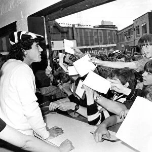 Newcastle United footballer Kevin Keegan is greeted by jubilant Newcastle fans as he