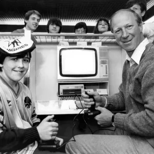 Newcastle United manager Jack Charlton playing on a computer game in November 1984 Newcastle United manager Jack Charlton playing on a computer game in November 1984