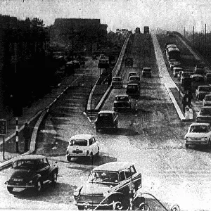 The Newly opened Gabalfa Fly-over in Cardiff. 10th March 1971