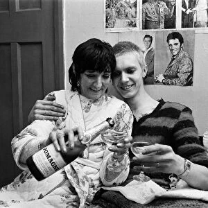 Newlywed punk rockers Helga (aged 45) and Adrian (17) Marsden at home in Ward Green