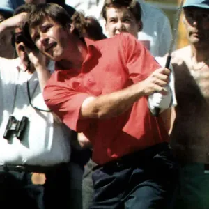 Nick Faldo Golf in action chipping the ball at the British Open Golf championship