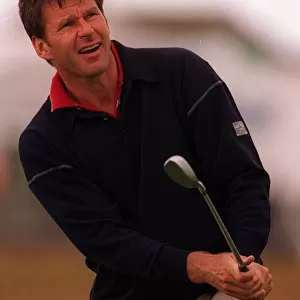 Nick Faldo during practice before the British Open July 1997 at Troon