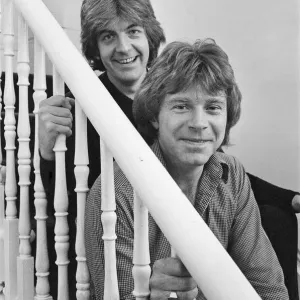 Nick Lowe in dark shirt and Dave Edmunds in lighter shirt, 1979 print